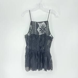 Poof Sleeveless Black Eyelet Top Size Medium